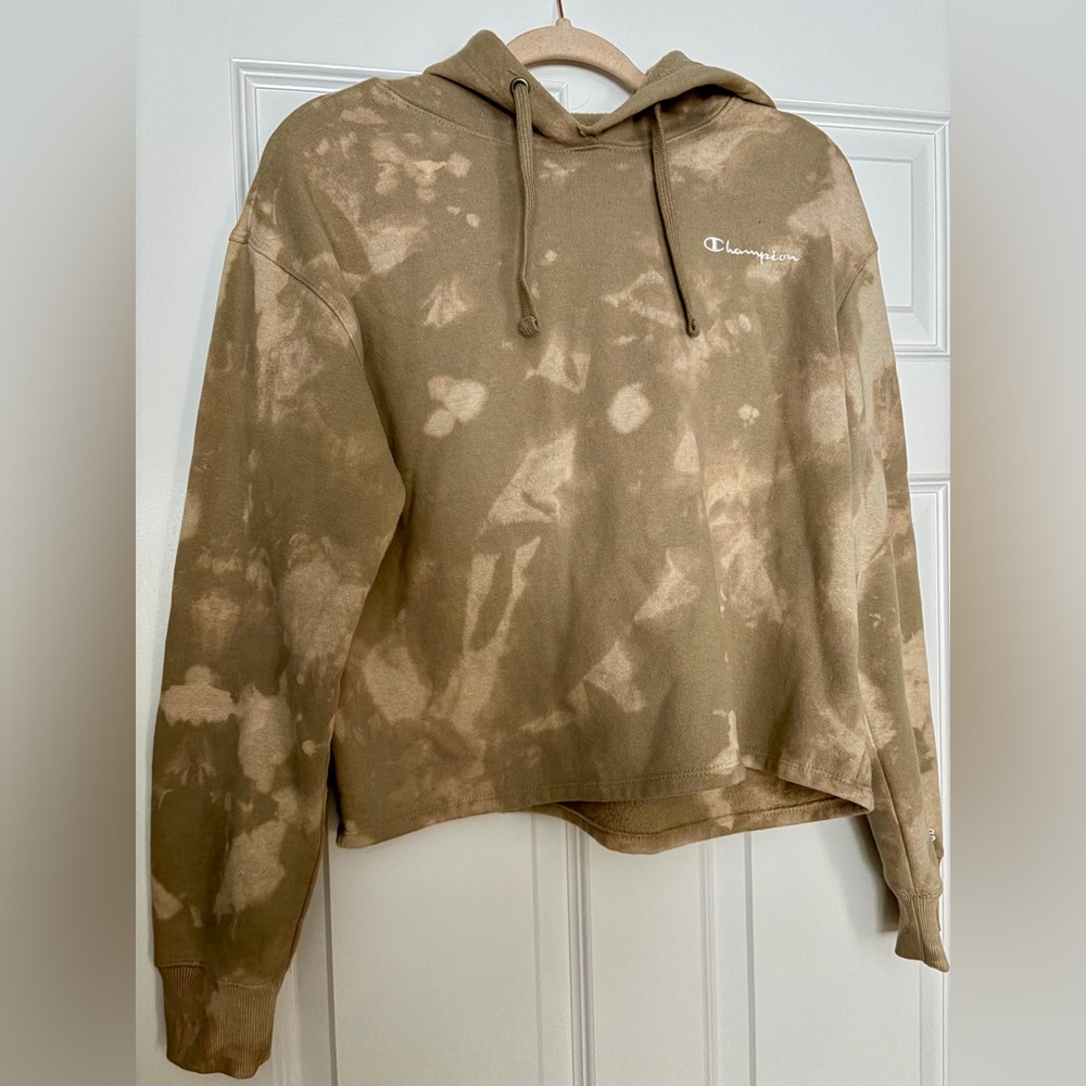 Champion Women's Tie-Dye Cropped Hoodie - Tan